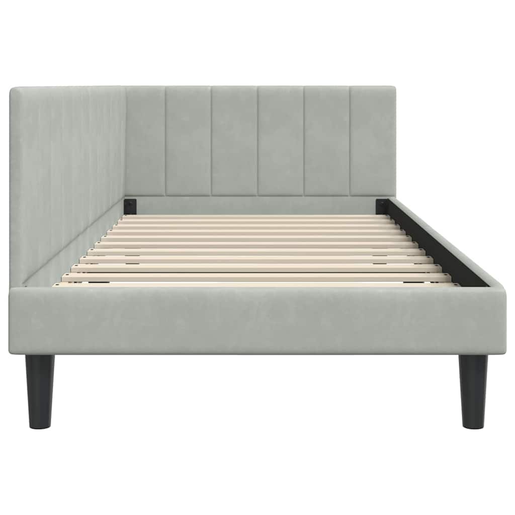 Kutni okvir kreveta Svijetlo siva 90 cm x 200 cm Baršun