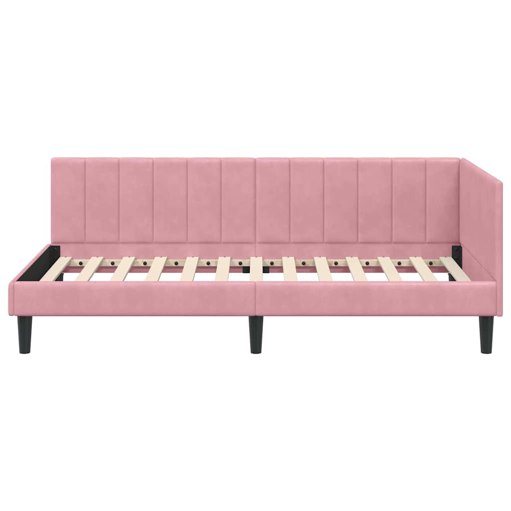 Kutni okvir kreveta Ružičasta 90 cm x 200 cm Baršun