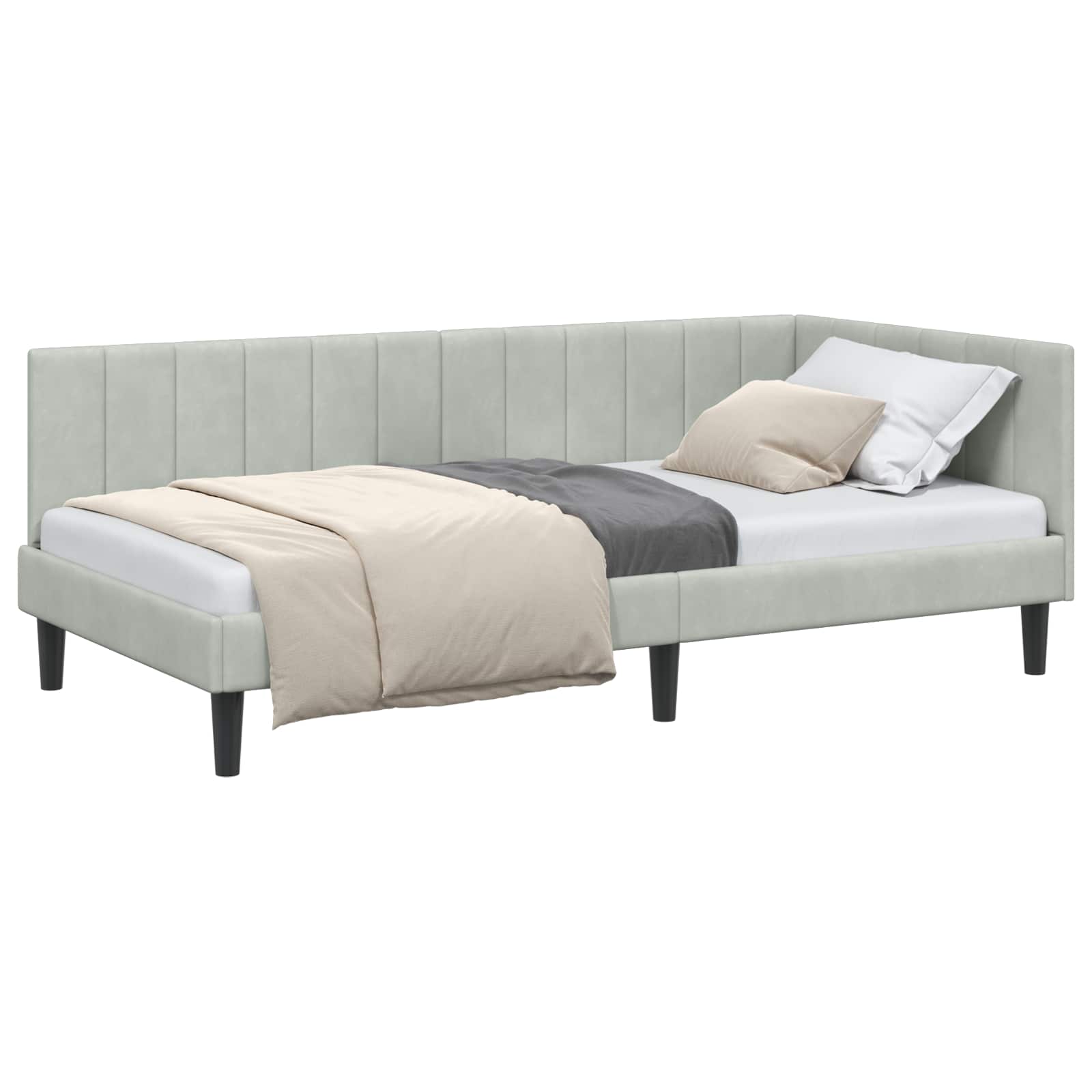 Kutni okvir kreveta Svijetlo siva 100 cm x 200 cm Baršun