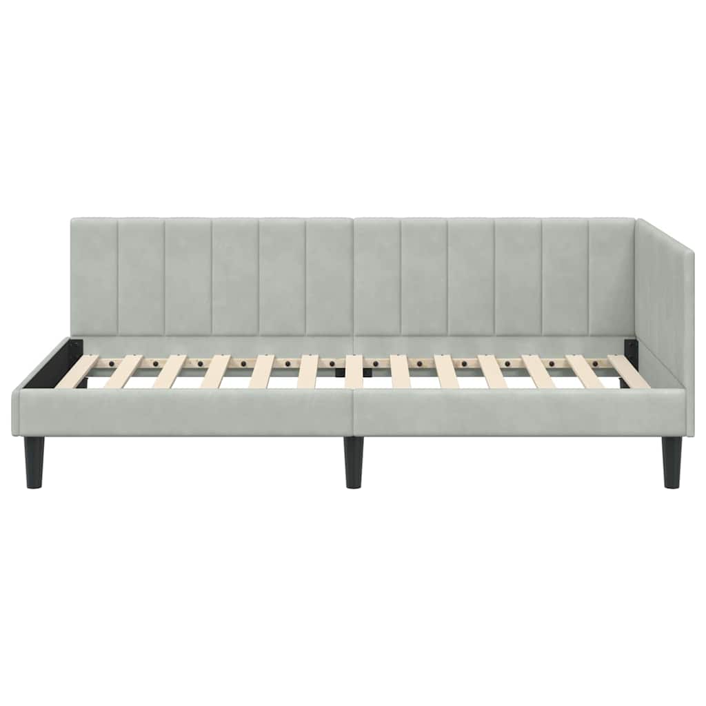 Kutni okvir kreveta Svijetlo siva 100 cm x 200 cm Baršun