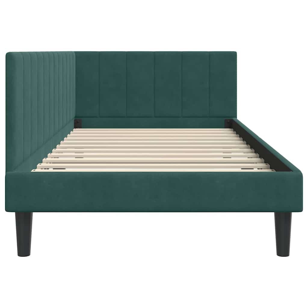 Kutni okvir kreveta Tamnozelena 100 cm x 200 cm Baršun