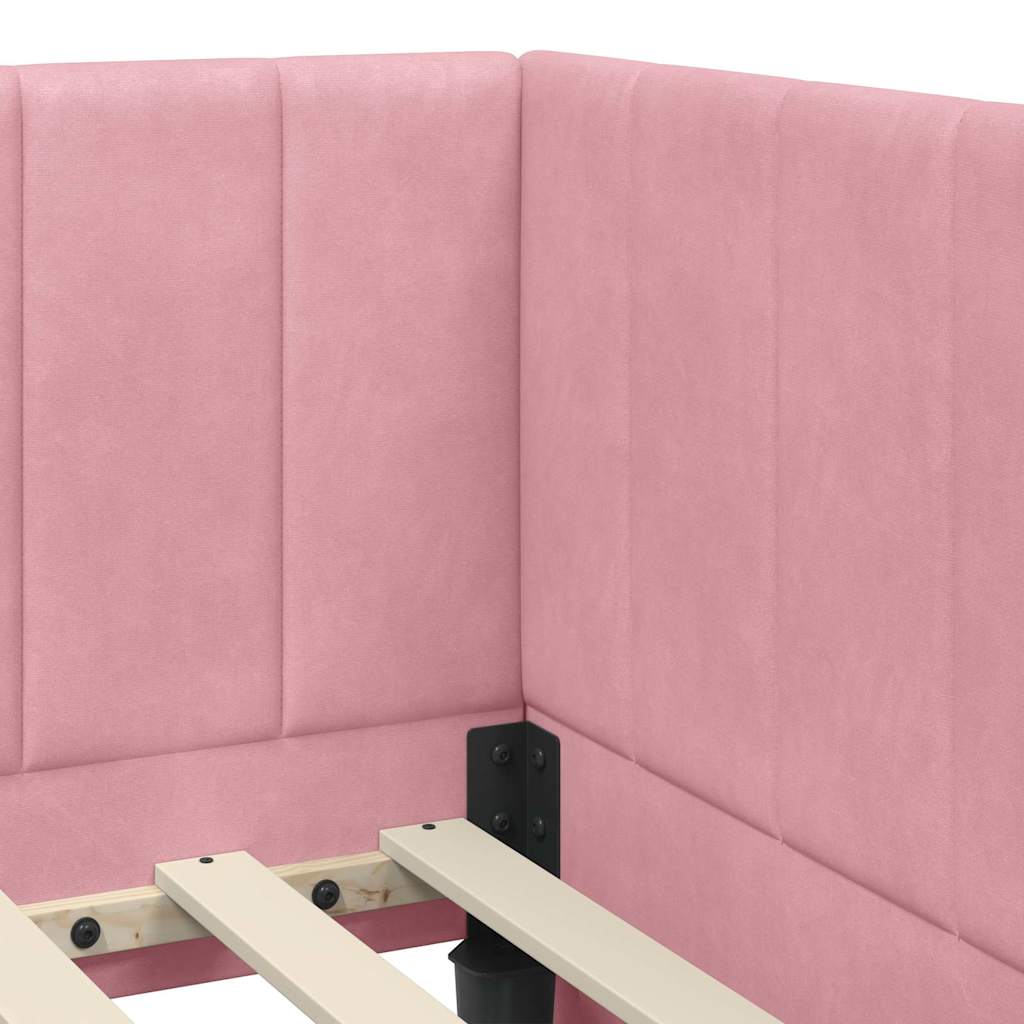 Kutni okvir kreveta Ružičasta 100 cm x 200 cm Baršun