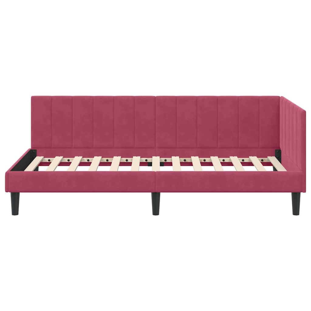 Kutni okvir kreveta Vinska crvena 100 cm x 200 cm Baršun