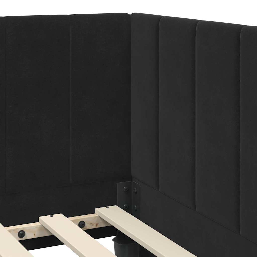 Kutni okvir kreveta s uzglavljem Crna 100 cm x 200 cm Baršun