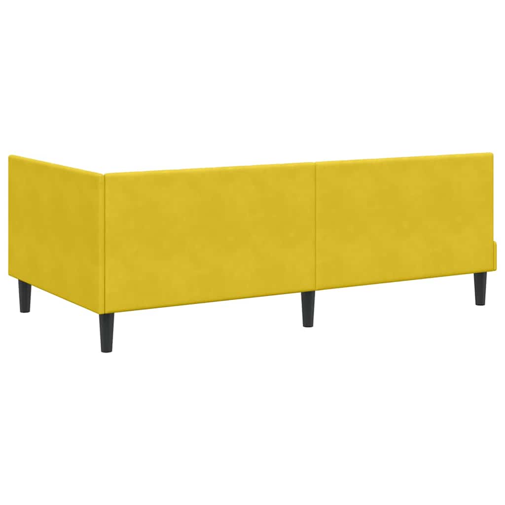 Kutni okvir kreveta s uzglavljem Žuta 100 cm x 200 cm Baršun