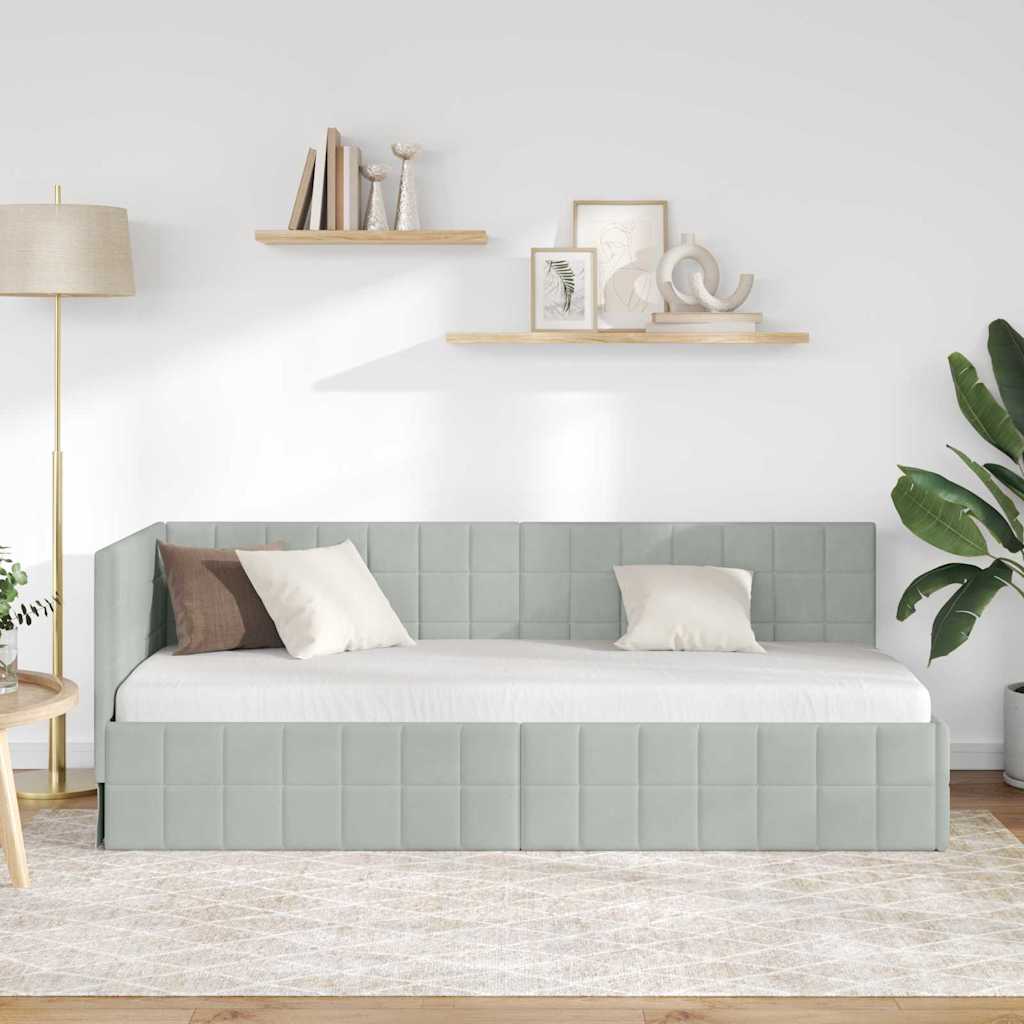 Kutni okvir kreveta Svijetlo siva 80 cm x 200 cm Baršun