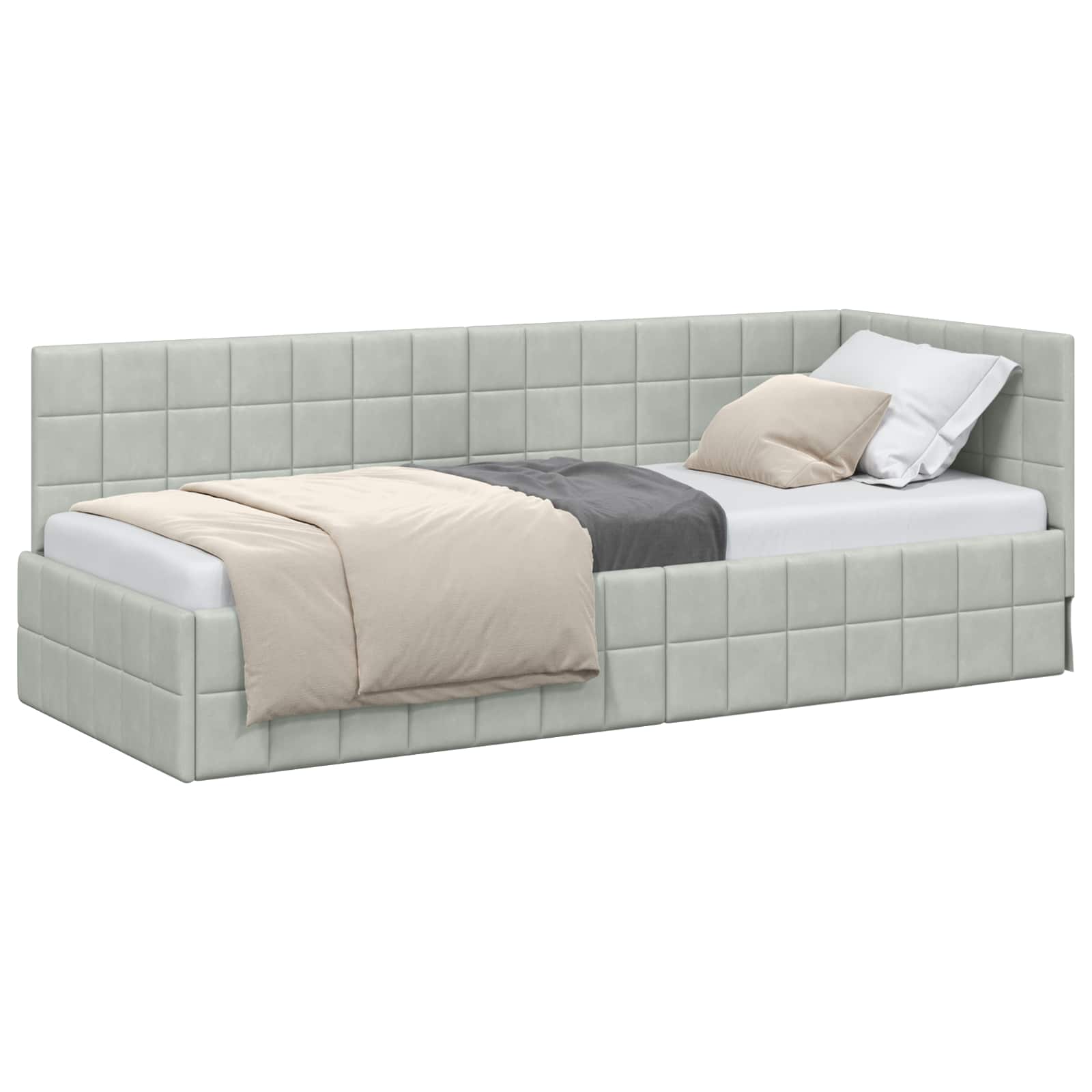 Kutni okvir kreveta Svijetlo siva 80 cm x 200 cm Baršun