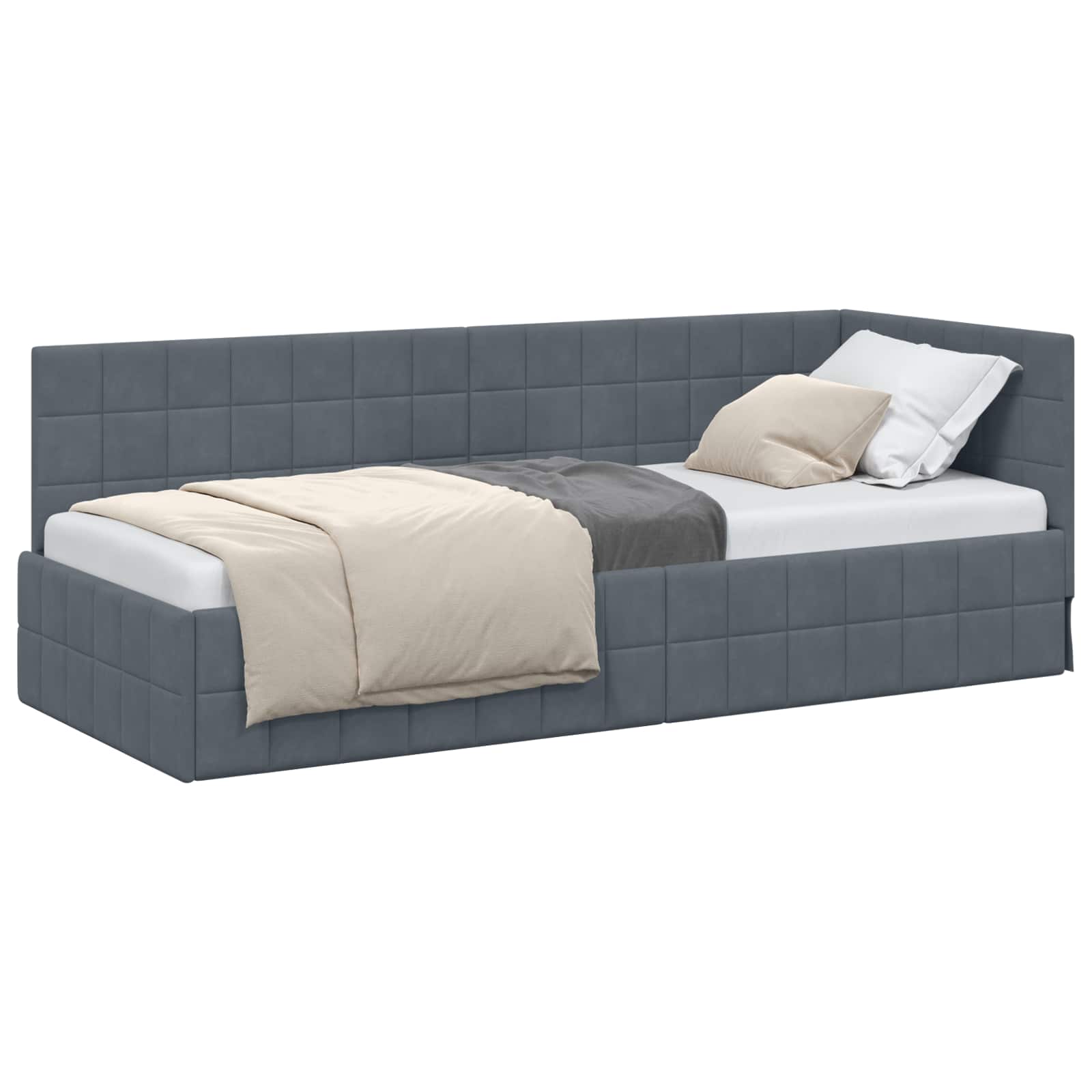 Kutni okvir kreveta Tamno siva 80 cm x 200 cm Baršun