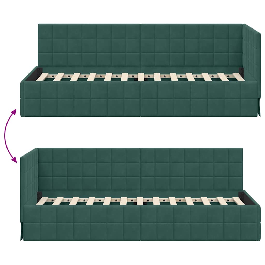 Kutni okvir kreveta Tamnozelena 80 cm x 200 cm Baršun