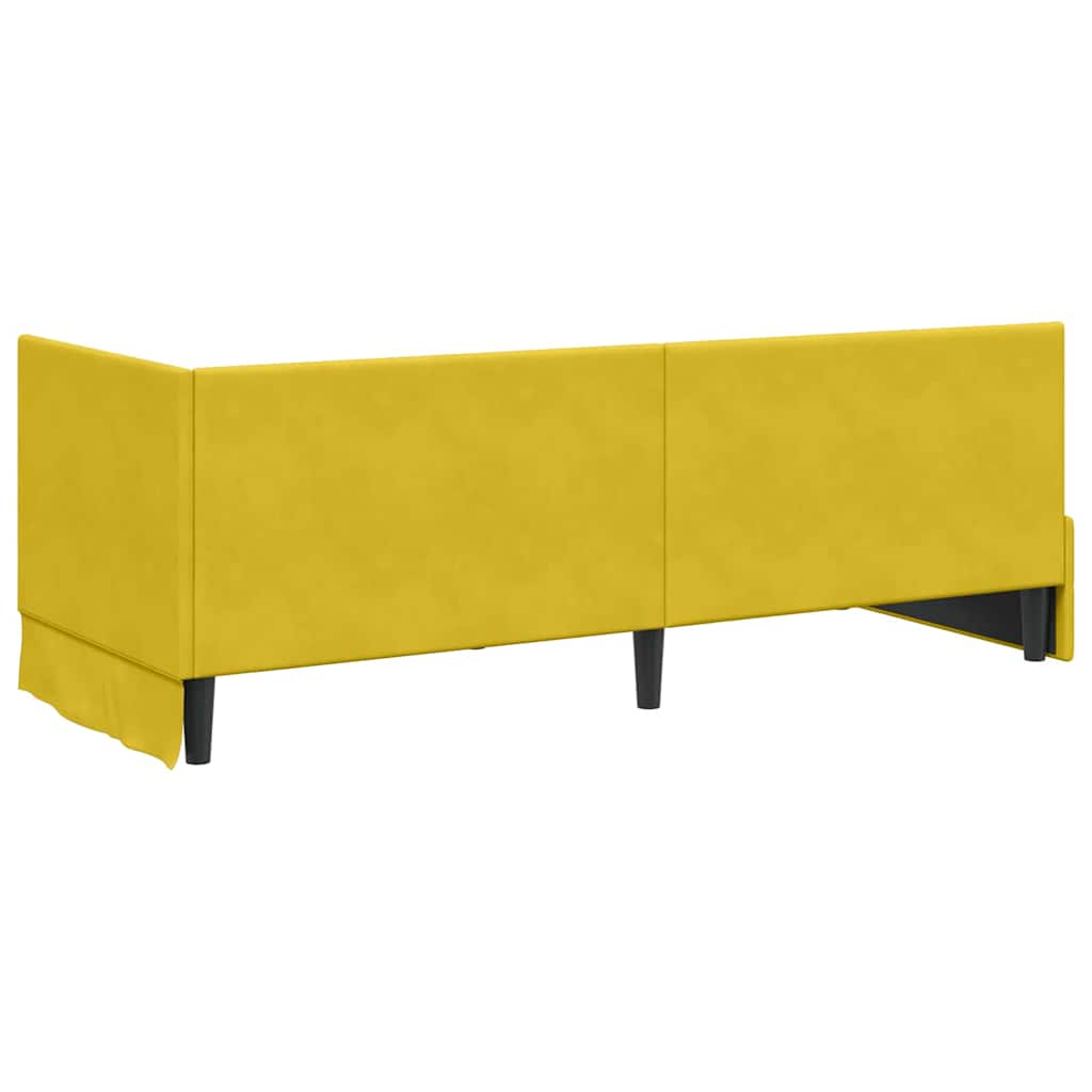 Kutni okvir kreveta s uzglavljem Žuta 80 cm x 200 cm Baršun