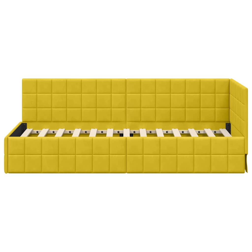 Kutni okvir kreveta s uzglavljem Žuta 80 cm x 200 cm Baršun