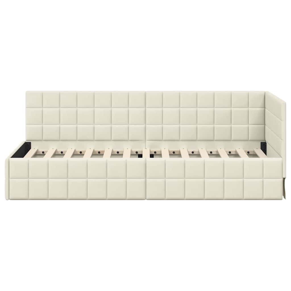 Kutni okvir kreveta s uzglavljem Krema 80 cm x 200 cm Baršun