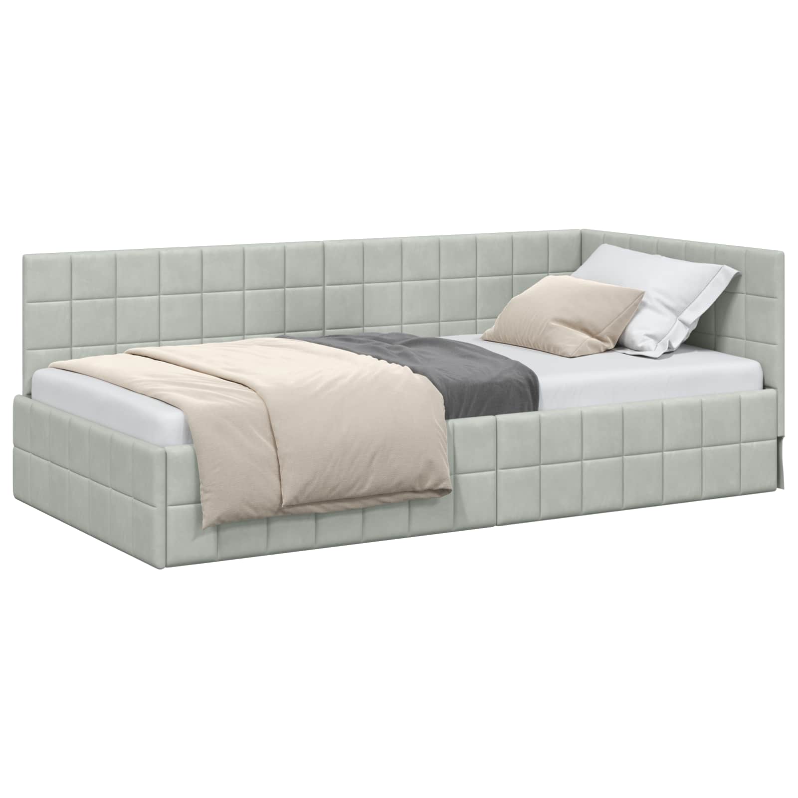 Kutni okvir kreveta Svijetlo siva 90 cm x 190 cm Baršun