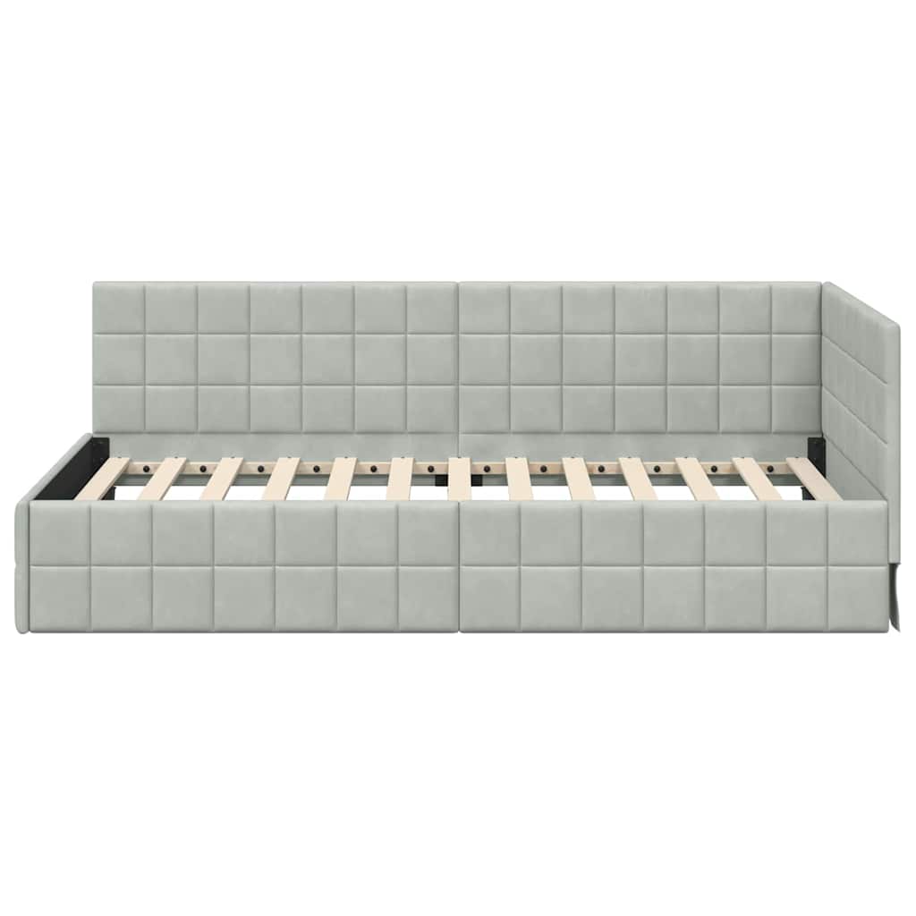 Kutni okvir kreveta Svijetlo siva 90 cm x 190 cm Baršun