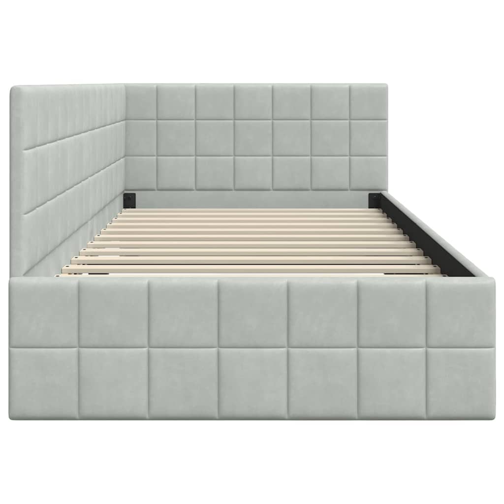 Kutni okvir kreveta Svijetlo siva 90 cm x 190 cm Baršun