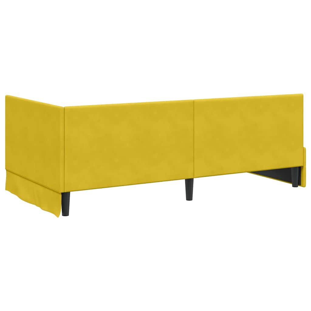 Kutni okvir kreveta s uzglavljem Žuta 90 cm x 190 cm Baršun