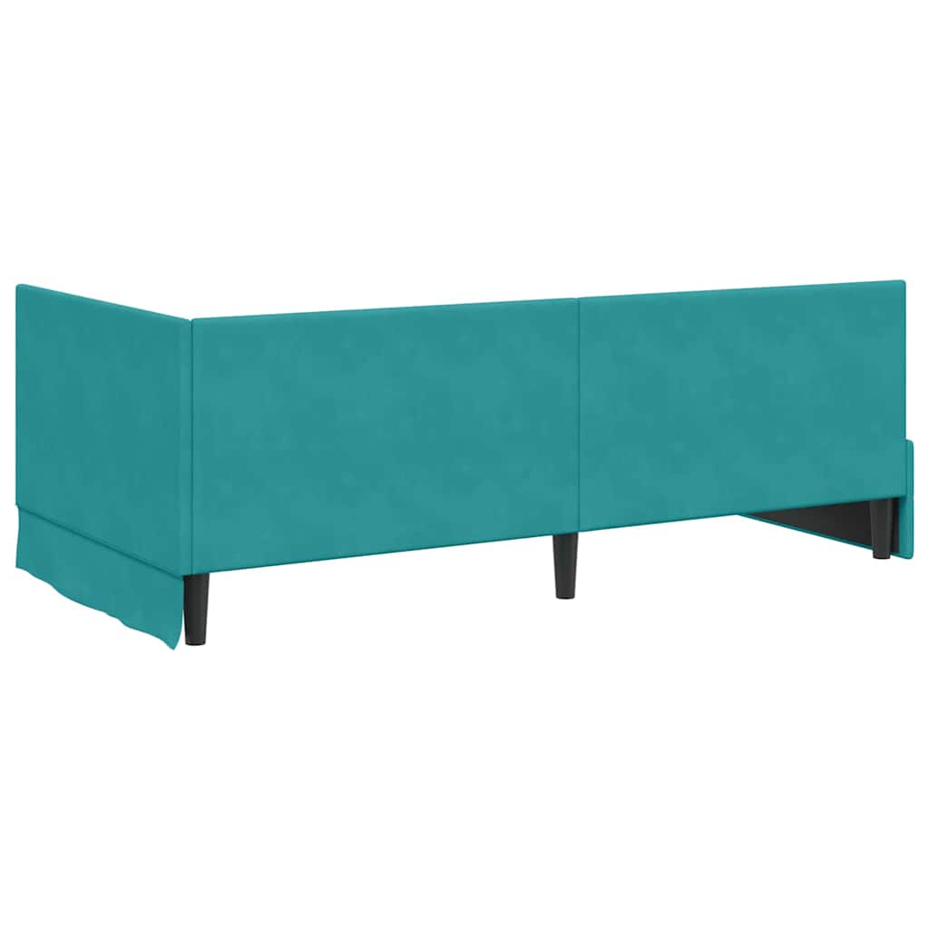 Kutni okvir kreveta s uzglavljem Tirkizna 90 cm x 190 cm Baršun