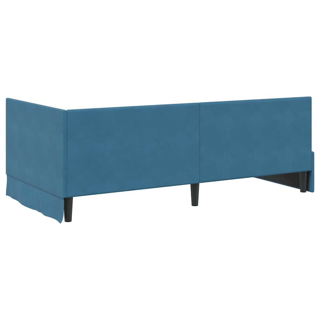 Kutni okvir kreveta s uzglavljem Plava 90 cm x 200 cm Baršun