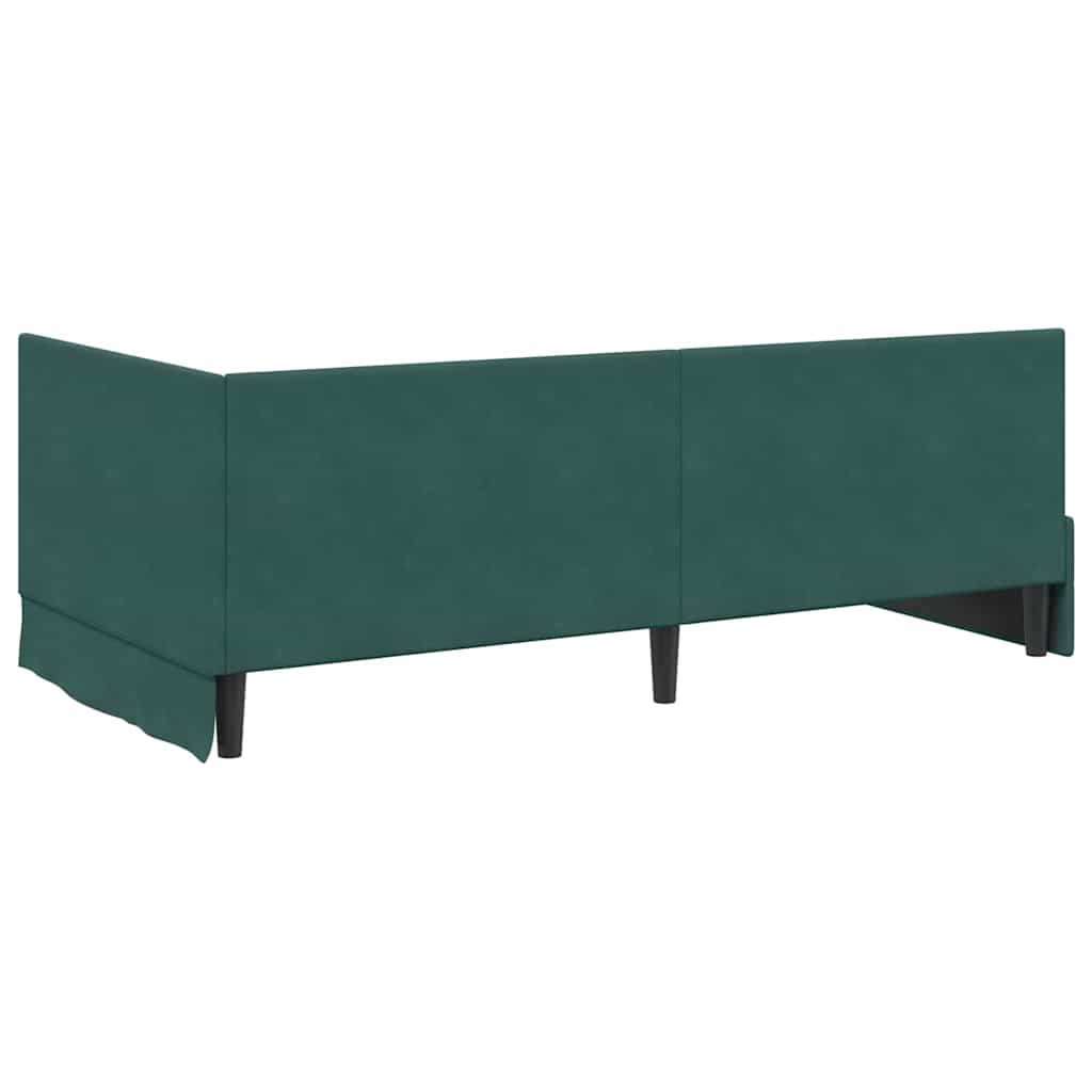 Kutni okvir kreveta Tamnozelena 90 cm x 200 cm Baršun