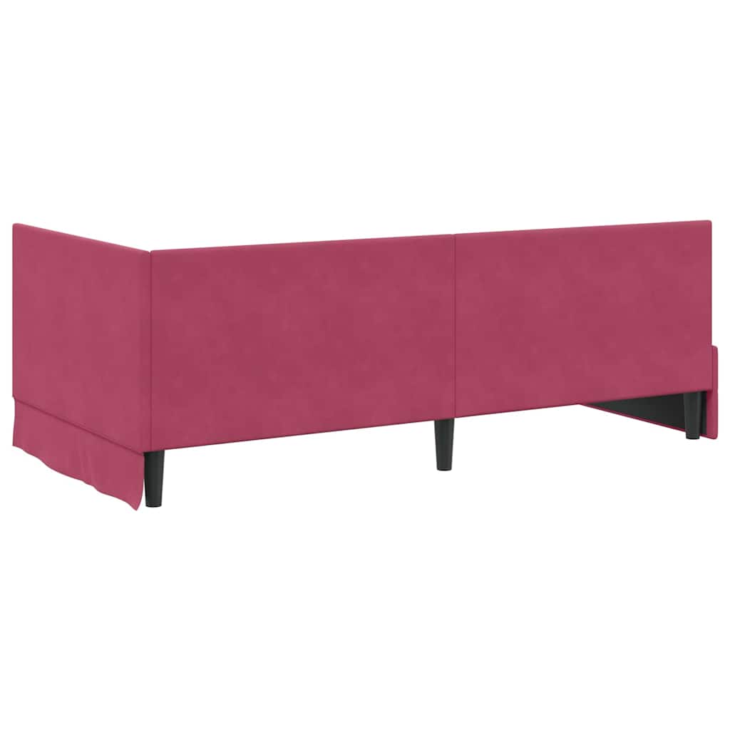 Kutni okvir kreveta Vinska crvena 90 cm x 200 cm Baršun