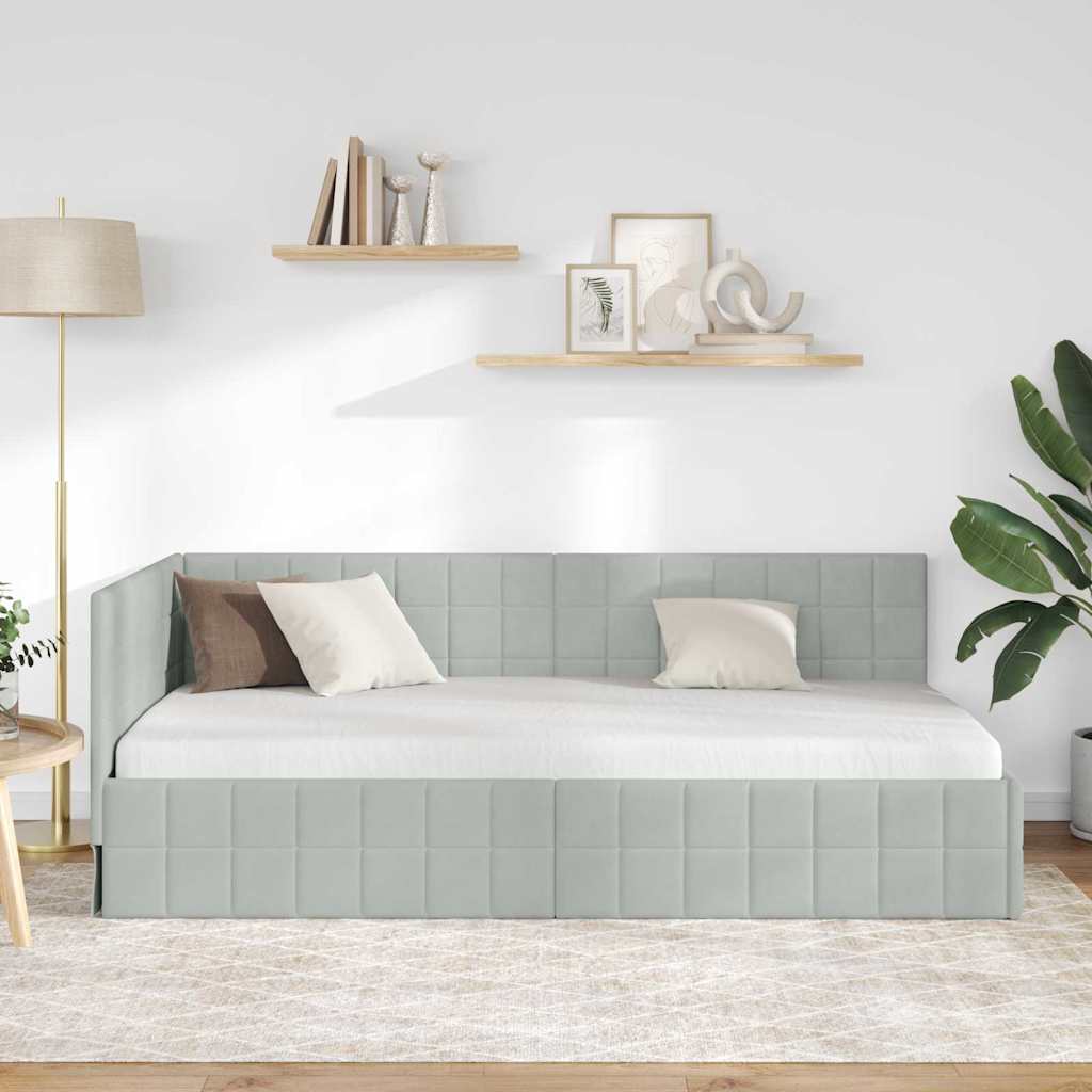 Kutni okvir kreveta Svijetlo siva 100 cm x 200 cm Baršun