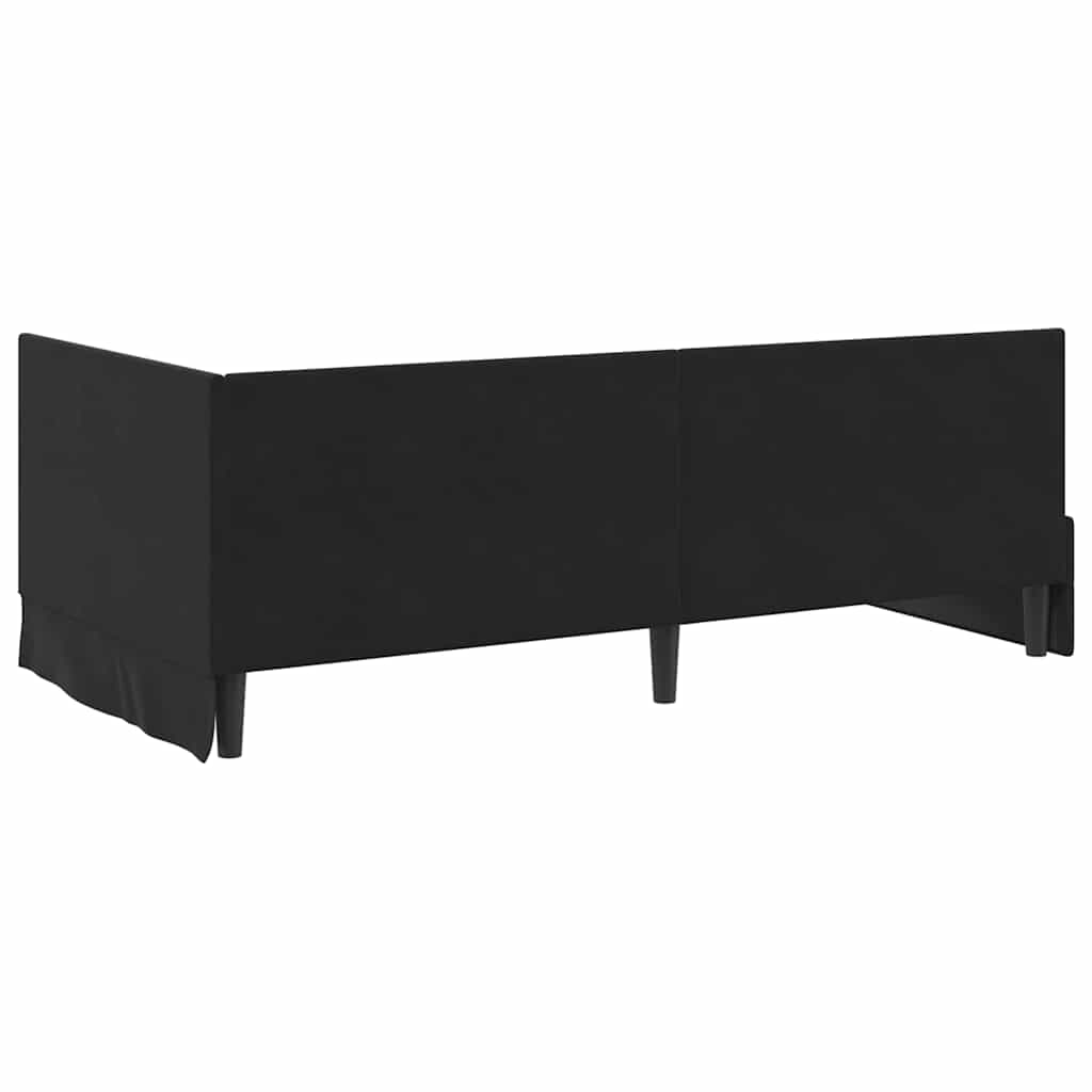Kutni okvir kreveta s uzglavljem Crna 100 cm x 200 cm Baršun