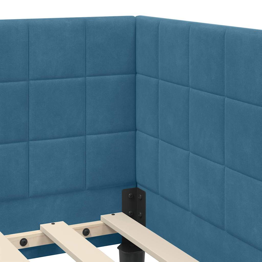 Kutni okvir kreveta s uzglavljem Plava 80 cm x 200 cm Baršun