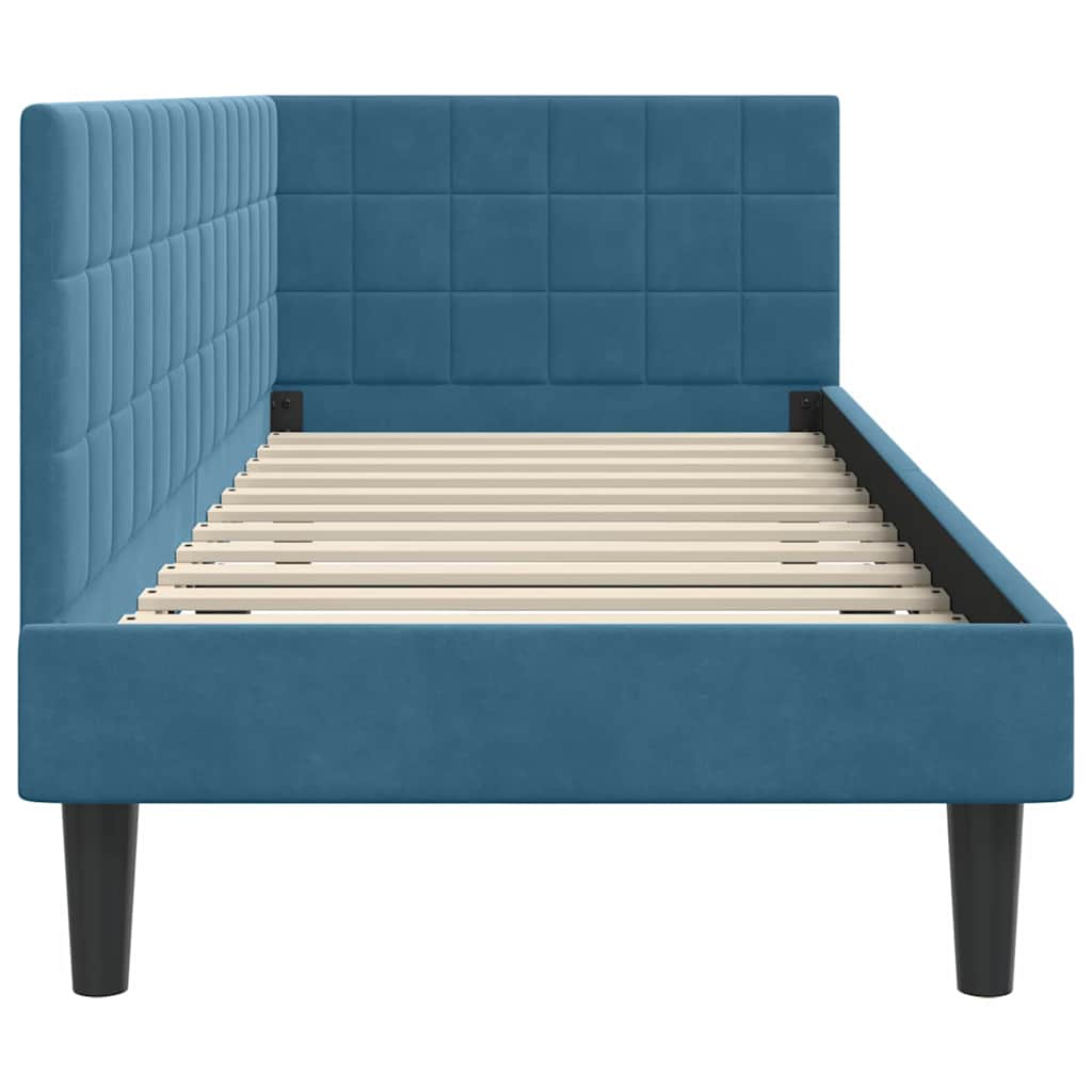 Kutni okvir kreveta s uzglavljem Plava 80 cm x 200 cm Baršun