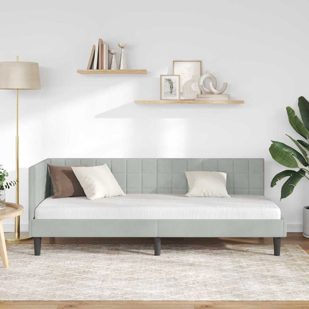 Kutni okvir kreveta Svijetlo siva 80 cm x 200 cm Baršun