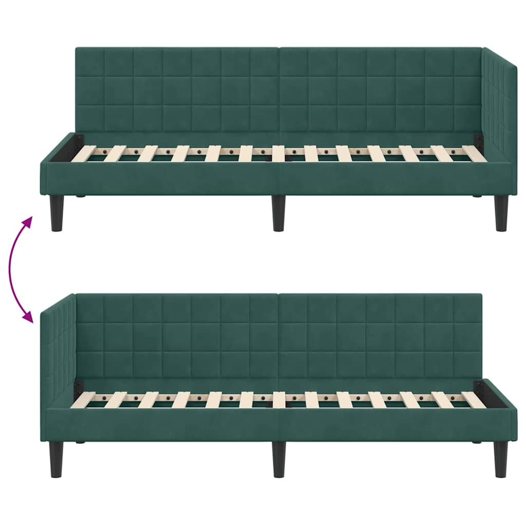 Kutni okvir kreveta Tamnozelena 80 cm x 200 cm Baršun