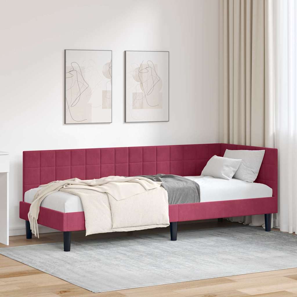 Kutni okvir kreveta Vinska crvena 80 cm x 200 cm Baršun