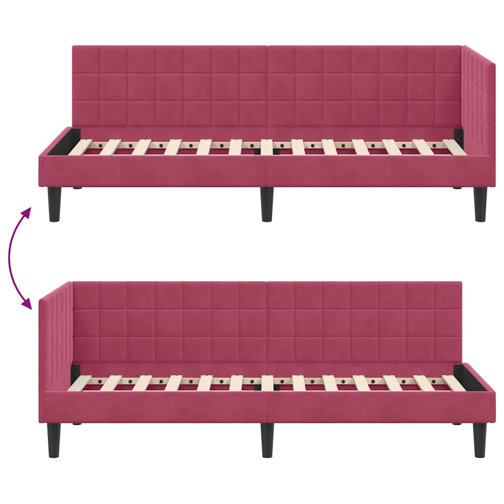 Kutni okvir kreveta Vinska crvena 80 cm x 200 cm Baršun
