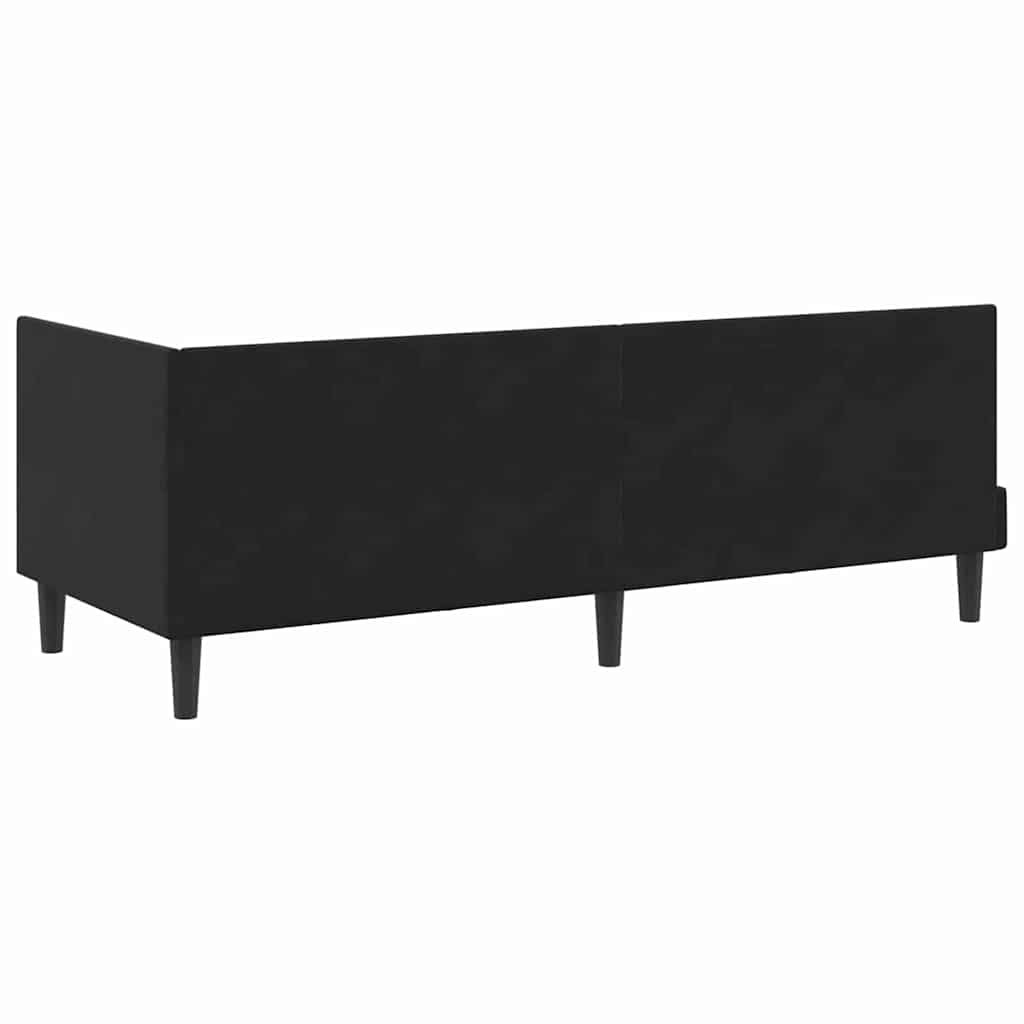 Kutni okvir kreveta s uzglavljem Crna 80 cm x 200 cm Baršun