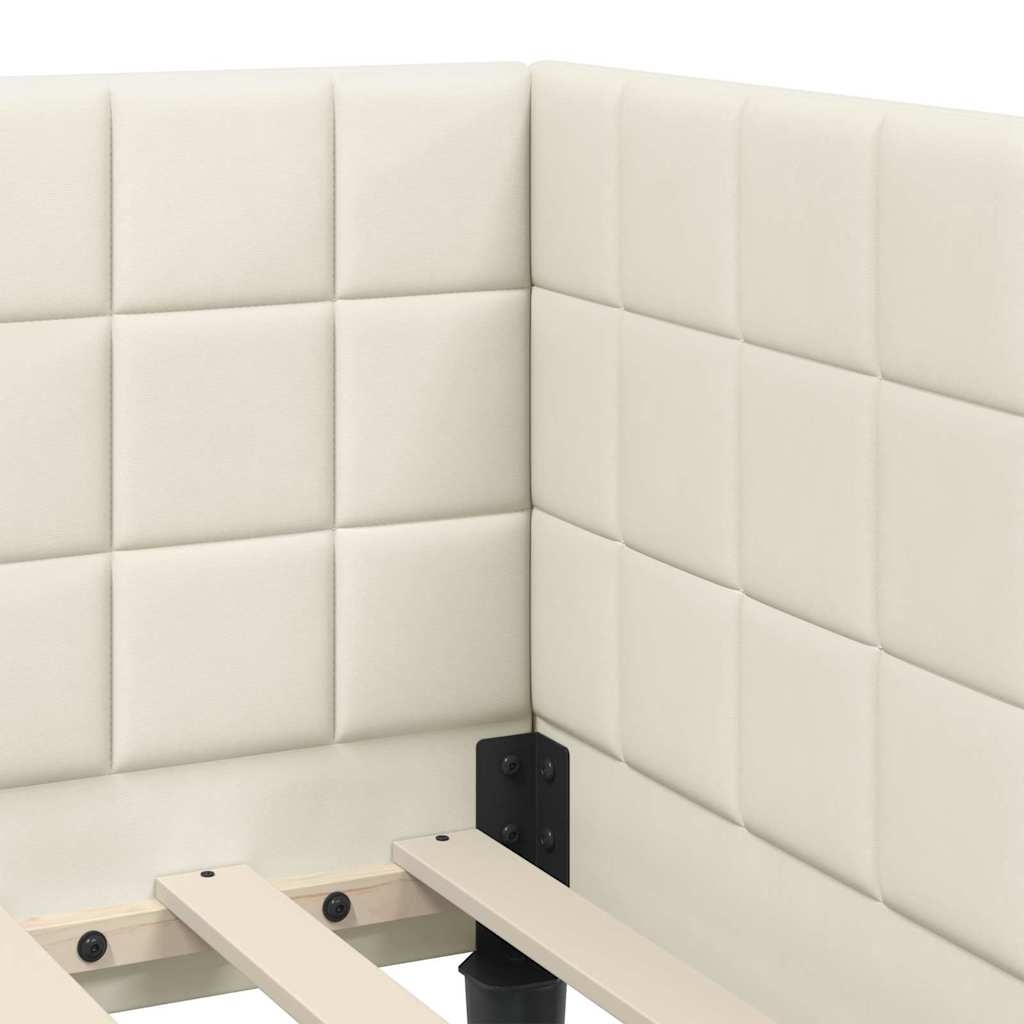 Kutni okvir kreveta s uzglavljem Krema 80 cm x 200 cm Baršun