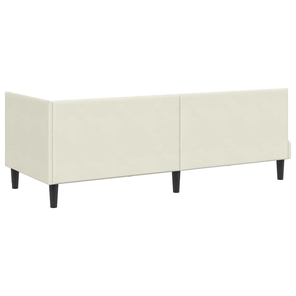 Kutni okvir kreveta s uzglavljem Krema 80 cm x 200 cm Baršun