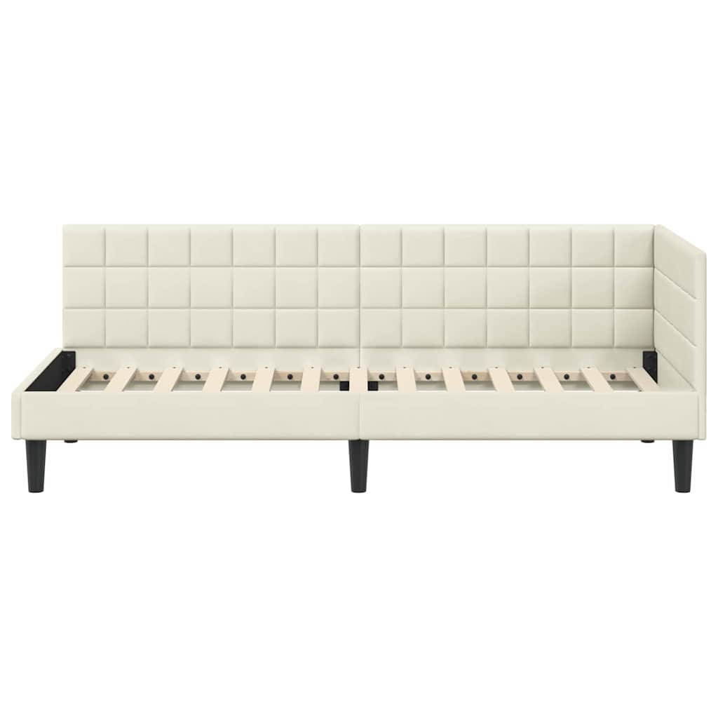Kutni okvir kreveta s uzglavljem Krema 80 cm x 200 cm Baršun