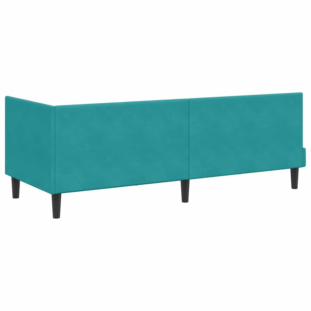 Kutni okvir kreveta s uzglavljem Tirkizna 80 cm x 200 cm Baršun