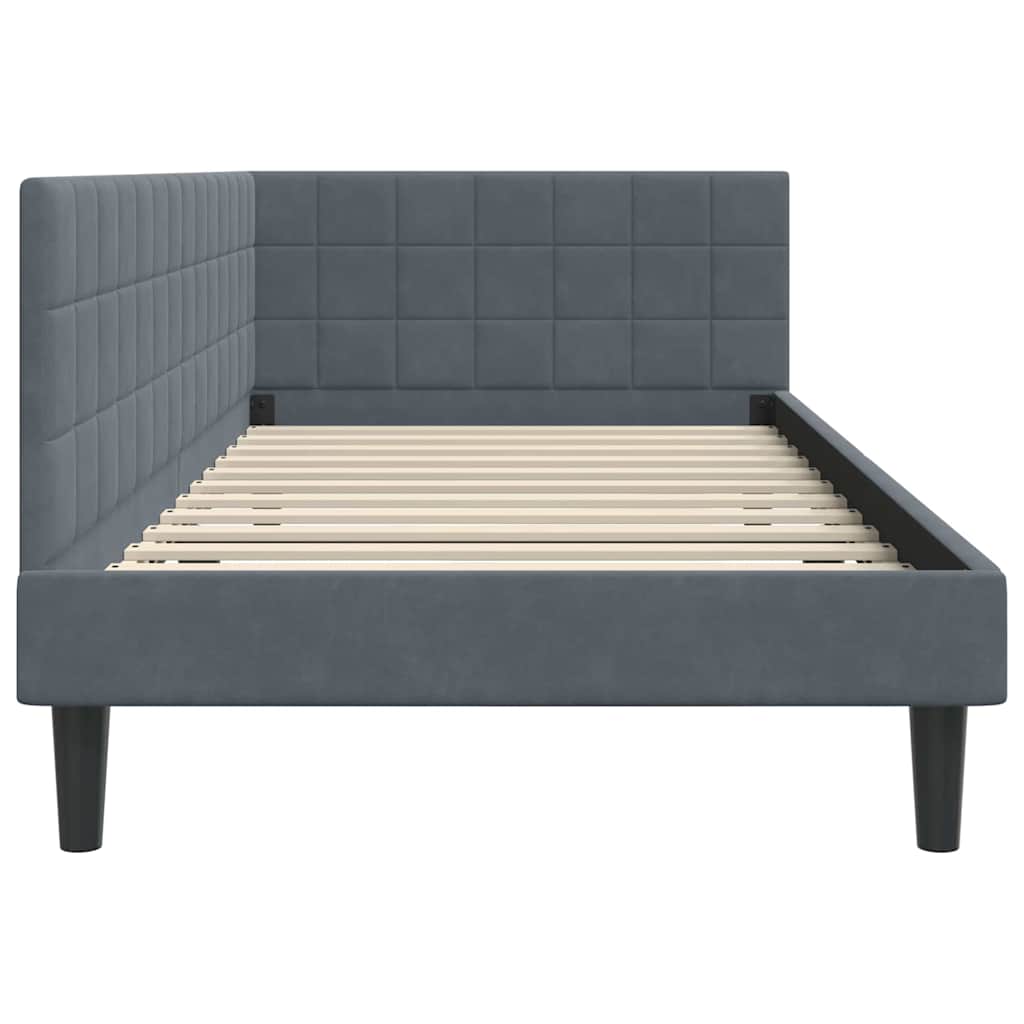 Kutni okvir kreveta Tamno siva 90 cm x 190 cm Baršun