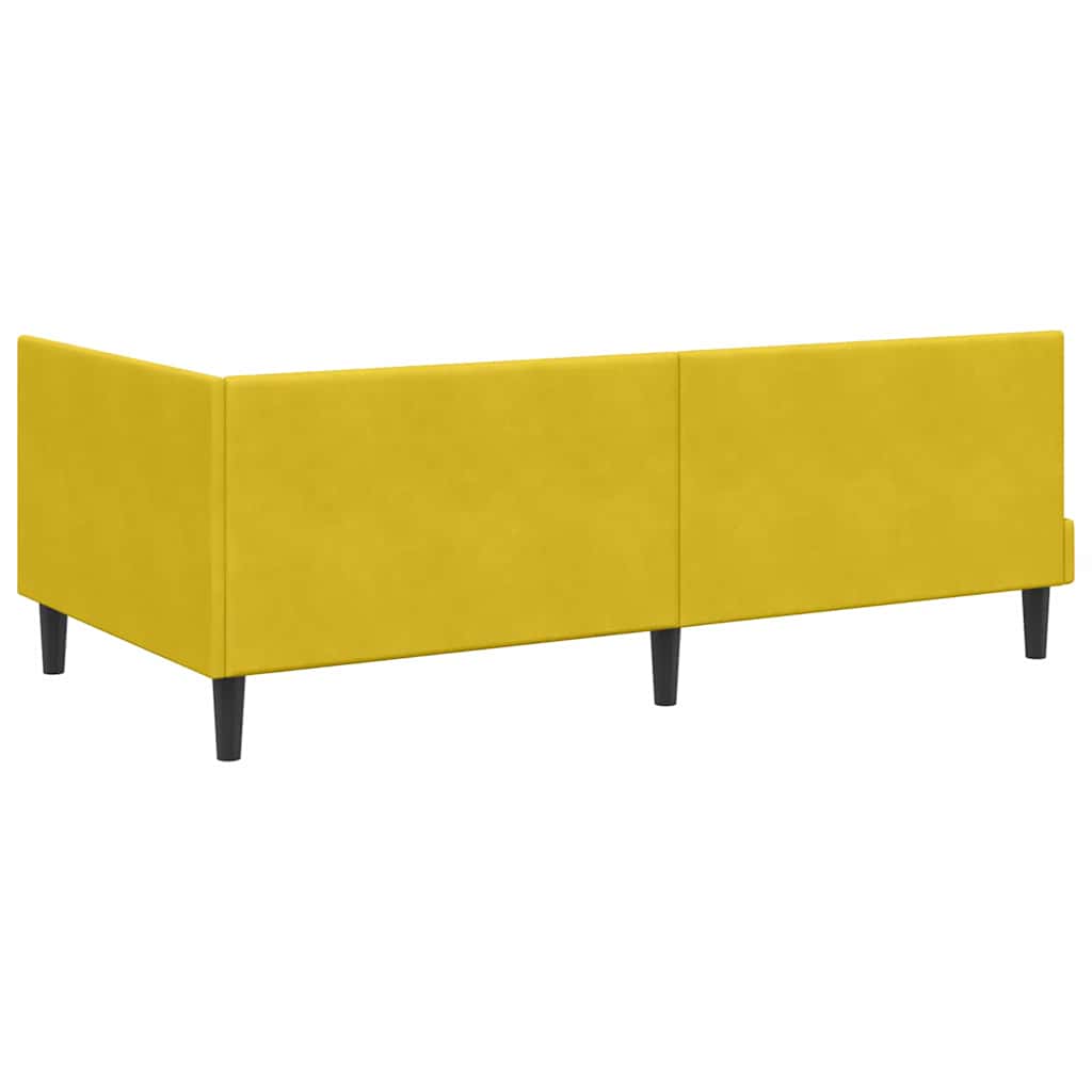 Kutni okvir kreveta s uzglavljem Žuta 90 cm x 190 cm Baršun