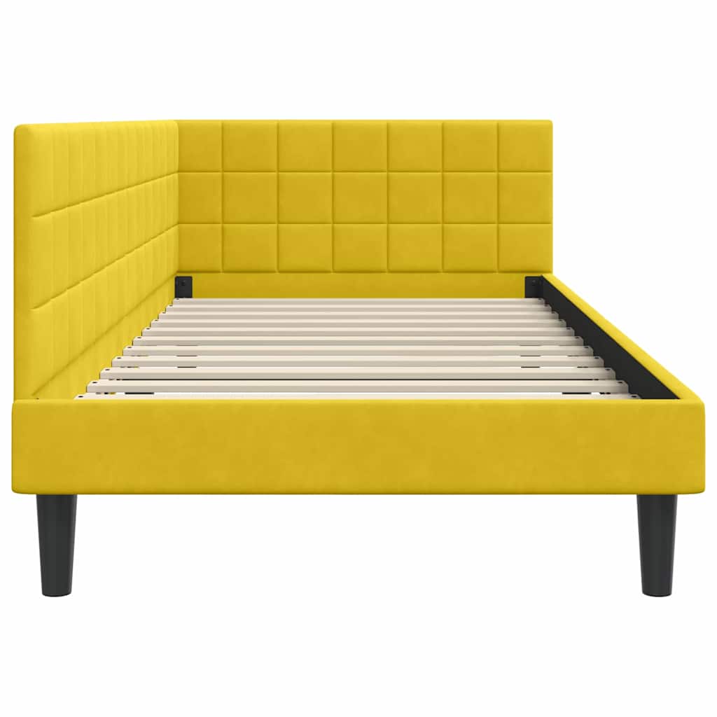 Kutni okvir kreveta s uzglavljem Žuta 90 cm x 190 cm Baršun