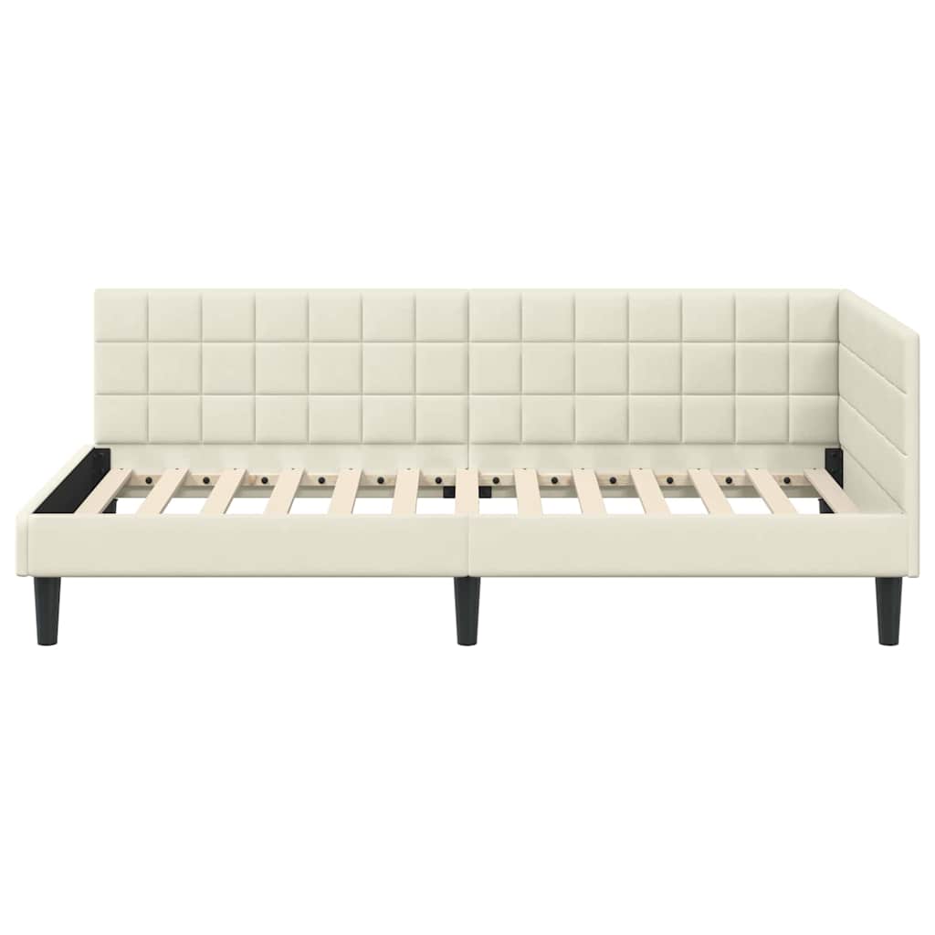 Kutni okvir kreveta s uzglavljem Krema 90 cm x 190 cm Baršun