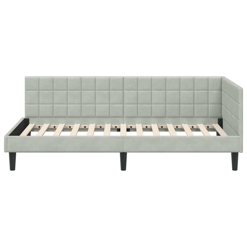 Kutni okvir kreveta Svijetlo siva 100 cm x 200 cm Baršun