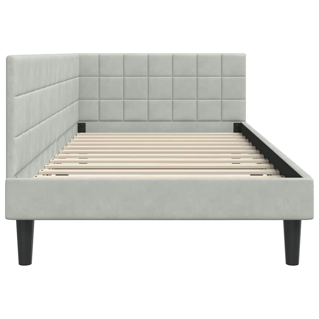 Kutni okvir kreveta Svijetlo siva 100 cm x 200 cm Baršun