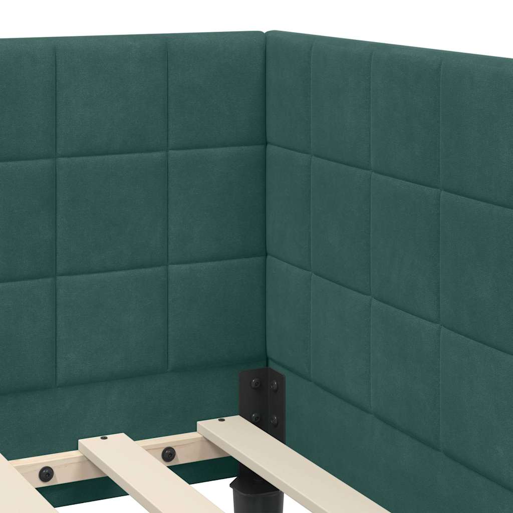 Kutni okvir kreveta Tamnozelena 100 cm x 200 cm Baršun