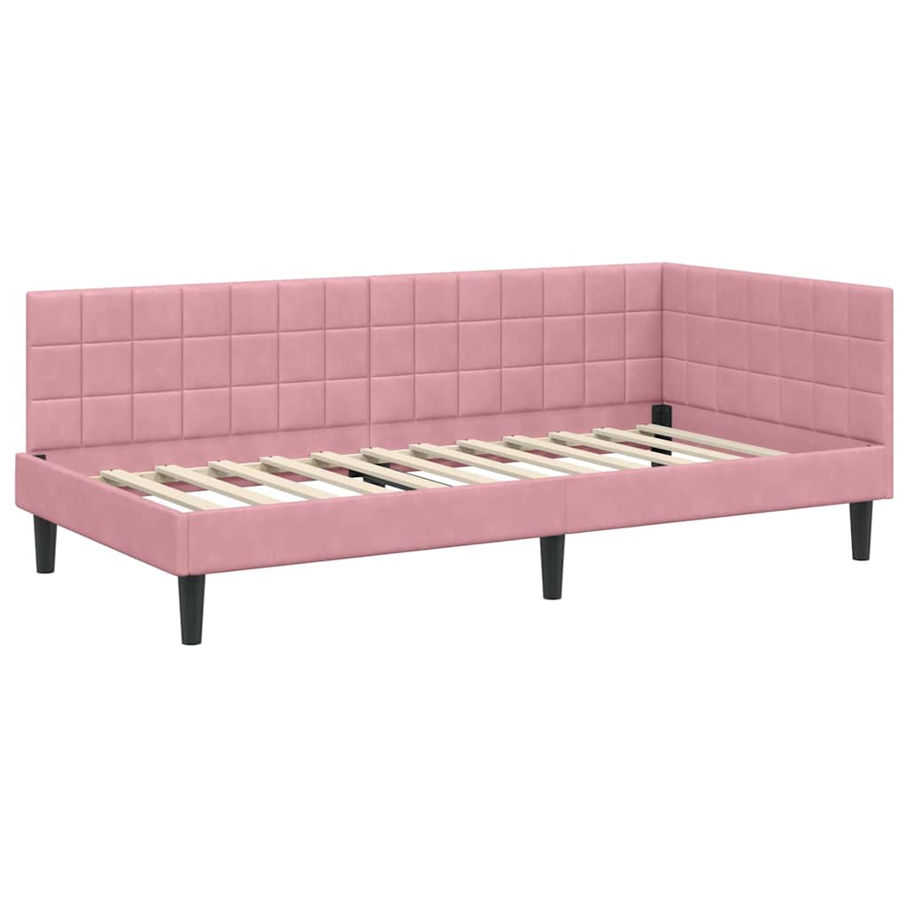 Kutni okvir kreveta Ružičasta 100 cm x 200 cm Baršun
