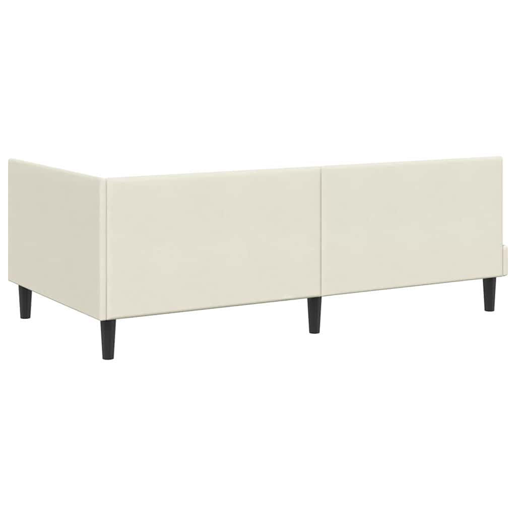 Kutni okvir kreveta s uzglavljem Krema 100 cm x 200 cm Baršun