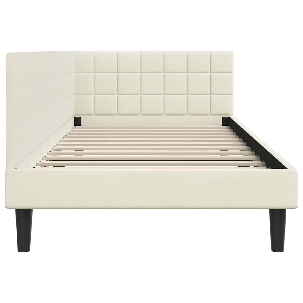 Kutni okvir kreveta s uzglavljem Krema 100 cm x 200 cm Baršun