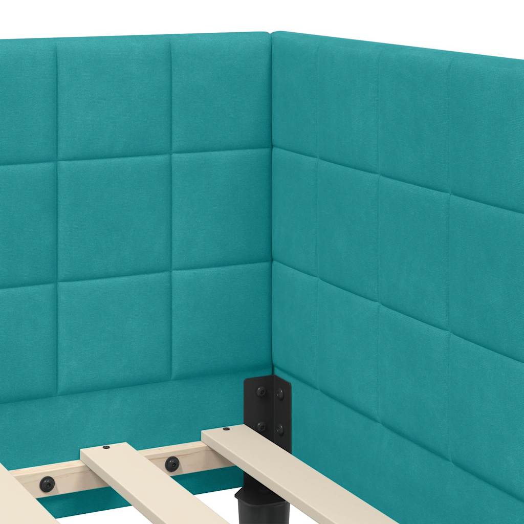 Kutni okvir kreveta Tirkizna 100 cm x 200 cm Baršun