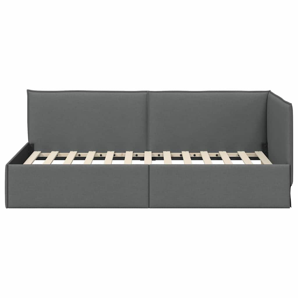 Kutni okvir kreveta s uzglavljem Tamno siva 80 x 200 cm tkanina