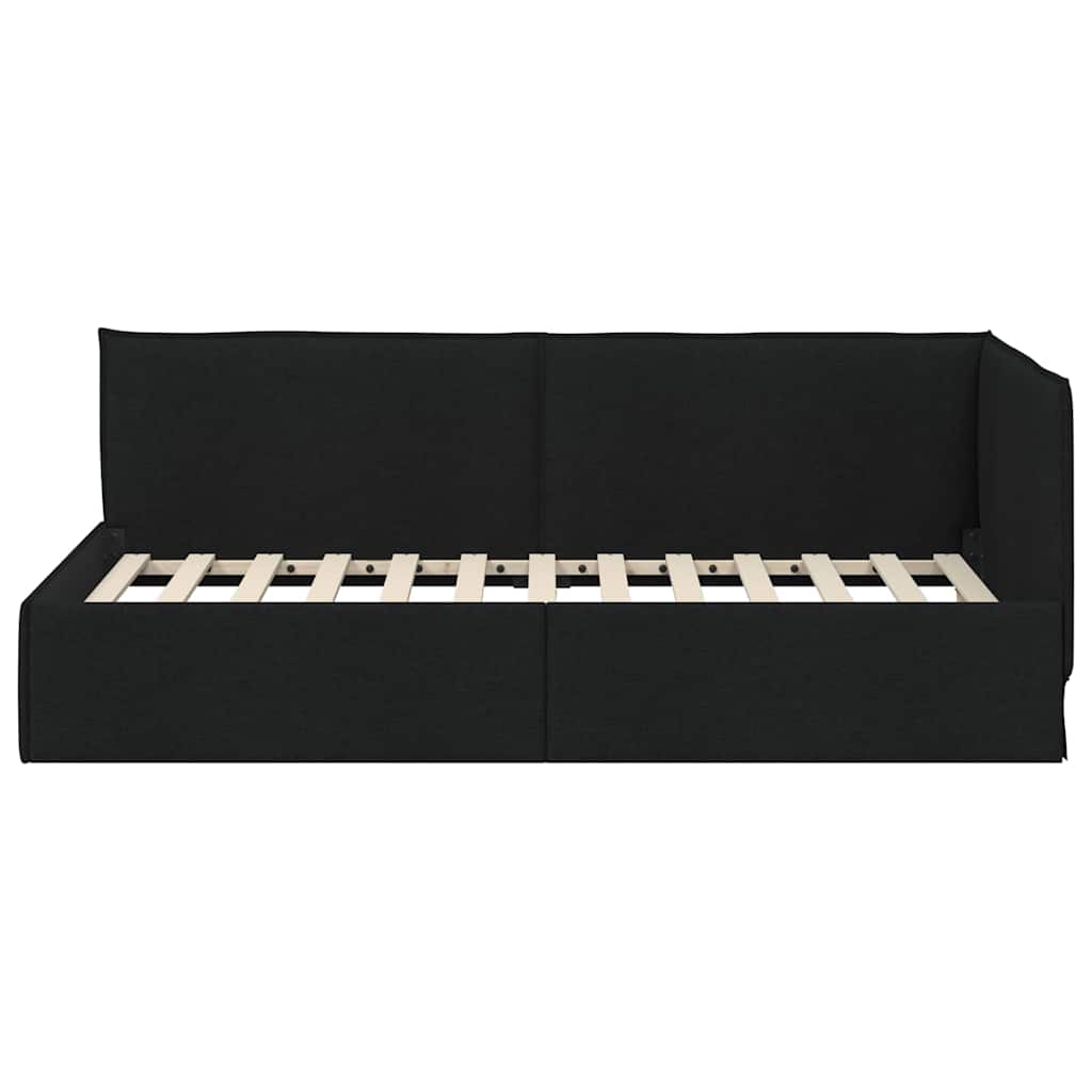 Kutni okvir kreveta s uzglavljem Crna 80 x 200 cm tkanina